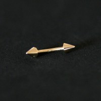 Curvo de Spike Ceja Piercing Microbell 18k chapado en oro de 1,2 mm x 8 mm