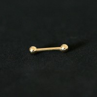 Sobrancelha Piercing Microbell Reto Esfera Banhado a Ouro 18k 1,2mm x 8mm