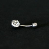 Piercing Ao Cirurgico 316L Banana Umbigo Grande 1 Pedra Crystal 1,6mm x 10mm