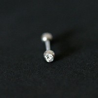 Piercing Ao Cirurgico 316L Sobrancelha Microbell Reto com 1 Pedra Crystal 1,2mm x 8mm