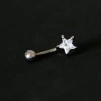 Piercing Umbigo Banana Bell Ao Cirurgico 316L Pedra Zirconia Crystal Estrela 1,6mm x 10mm