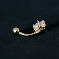 PiercingUmbigoBananaAoAnodizadoCorDouradaPedraZirconiaCrystalEstrela1,6mmx10mm