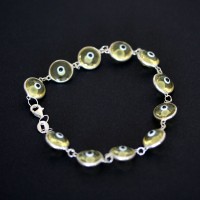 Bracelet 925 Silver Eye Greek Yellow 18cm / 1cm