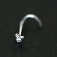 Nose piercing 18k White Gold Heart with 01 stone Zirconia