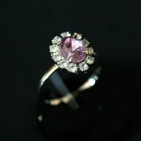 Ring Semi Gem Stone Veneer Princess with Contoured Oval with Rhinestones Round High Quality