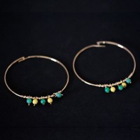 Earring Gold Plated Jewelry Semi Green Yellow Polka Dot