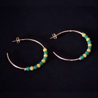 Earring Gold Plated Jewelry Semi Green Yellow Polka Dot