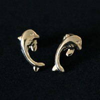 Semi Earring Jewelry Gold Plated Dolphin