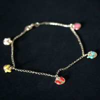 Semi anklet Jewelry Gold Plated Pendant with Colorful Butterflies Balls and Resin