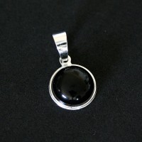 Pingente de Prata 925 Cabochao Liso Preto