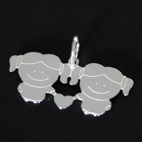 925 Silver Pendant Collection Girl Twins