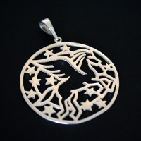 925 Silver Pendant Mandala Horse and Stars