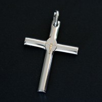 Steel Cross Pendant Half Cana