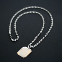 Steel Choker with Pendant Photoengraving Japanese Love Lyrics