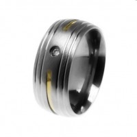 Alianza anatmicos de acero inoxidable de 8 mm con una gota suspendida en oro y frisos de piedra zirconia 2mm con