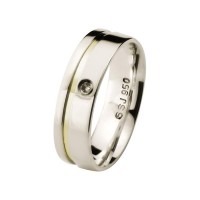 Alliance Comfort Straight Silver 6mm Side Fillet with Gold and Stone Zircon 2mm