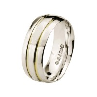 Aliana Anatmica de Prata 8mm com 2 Filetes em Ouro