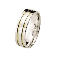 Comfort Straight Alliance Silver 6mm with 2 Fillets Gold