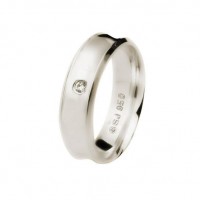 Alliance concave smooth 6 mm in silver with zirconia stone 2 mm