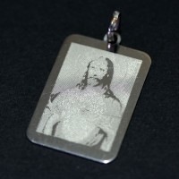 Steel Pendant Rec Heart of Jesus