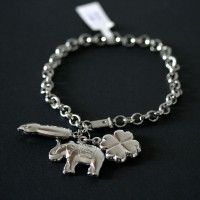 Acero portugus Pulsera Elefante, Clover y Figa