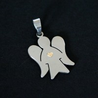 Pingente de Aço Anjo com Ouro Pingente de Aço Anjo com Ouro