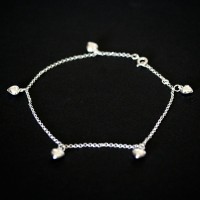 Anklet 925 Silver Hearts