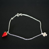 Portuguese Silver 925 anklet and Strawberry Clover